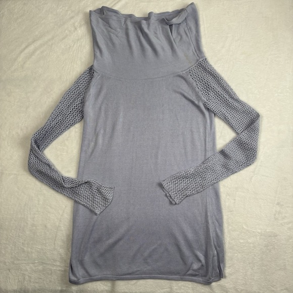 Bloomingdale's Tops - VTG Bloomingdale's Pullover Mesh Long‎ Sleeve Blue Silk Blouse Women's S Stain